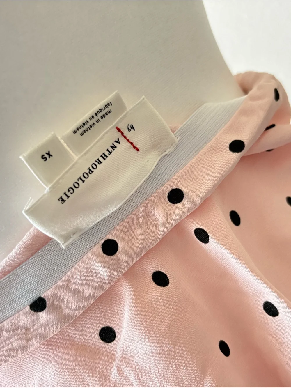 Anthropologie Pink Polka Dot Skirt Summer Size XS